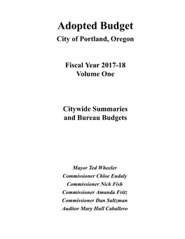 Citywide Summaries & Bureau Budgets