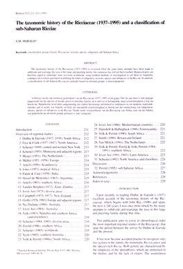 And a Classification of Sub-Saharan Ricciae