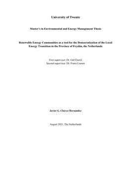 Master's in Environmental and Energy Management Thesis