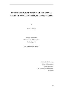 Ecophysiological Aspects of the Annual Cycle of Barnacle Geese, Branta Leucopsis