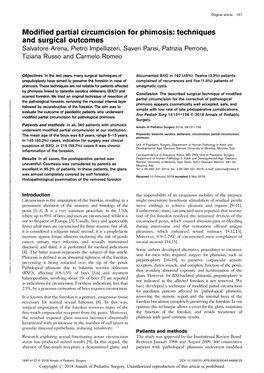 Modified Partial Circumcision for Phimosis: Techniques and Surgical