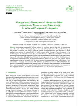 Comparison of Heavy-Metal Bioaccumulation Properties in Pinus Sp