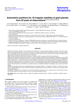 Astrometric Positions for 18 Irregular Satellites of Giant Planets from 23 Years of Observations?,??,???,????