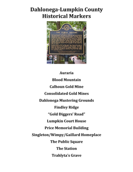 Dahlonega-Lumpkin County Historical Markers