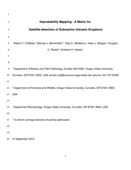 A Metric for Satellitedetection of Submarine Volcanic Eruptions