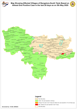 Map Showing Affected Villages of Bangalore-South Taluk Based on Atleast One Positive Case in the Last 28 Days As on 5Th May 2020