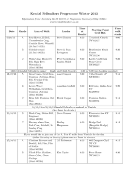 Kendal Fellwalkers Programme Winter 2013