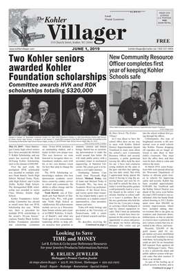 Two Kohler Seniors Awarded Kohler Foundation Scholarships