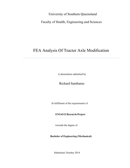 FEA Analysis of Tractor Axle Modification