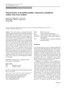 Polymerization of Proanthocyanidins Catalyzed by Polyphenol Oxidase from Lotus Seedpod