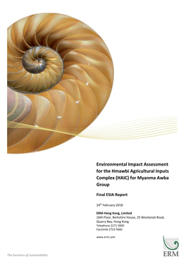 Environmental Impact Assessment for the Hmawbi Agricultural Inputs