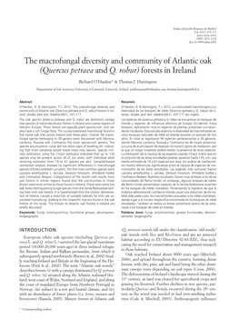 The Macrofungal Diversity and Community of Atlantic Oak (Quercus Petraea and Q