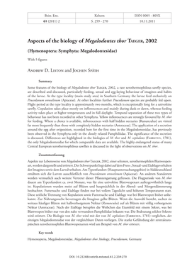 Aspects of the Biology of Megalodontes Thor E Biology Of