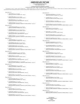 OBWIESZCZENIE Gminnej Komisji Wyborczej W Topólce Z Dnia 3 Października 2018 R