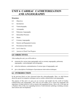 Unit 6 Cardiac Catheterization and Angiography