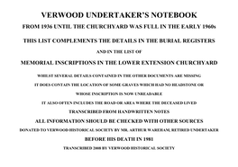 Verwood Undertaker's Notebook