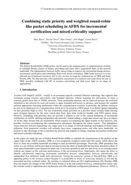 Combining Static Priority and Weighted Round-Robin Like Packet Scheduling in AFDX for Incremental Certification and Mixed-Crit