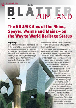 ZUM LAND the SHUM Cities of the Rhine, Speyer, Worms and Mainz – on the Way to World Heritage Status