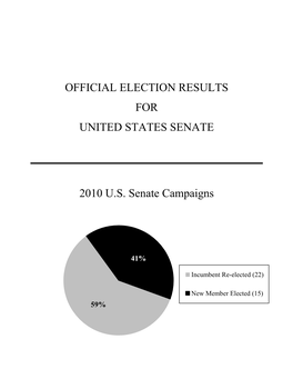 Official Election Results for United States Senate 2010