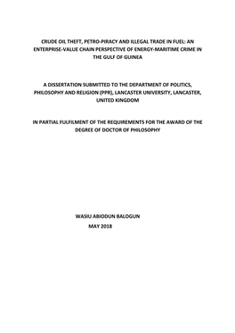 Crude Oil Theft, Petro-Piracy and Illegal Trade in Fuel: an Enterprise-Value Chain Perspective of Energy-Maritime Crime in the Gulf of Guinea