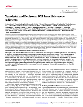 Neandertal and Denisovan DNA from Pleistocene Sediments