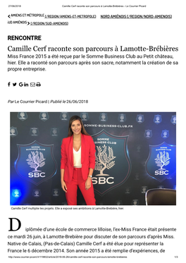 Camille Cerf Raconte Son Parcours À Lamotte-Brébières - Le Courrier Picard