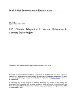 Climate Adaptation in Vennar Sub-Basin in Cauvery Delta Project