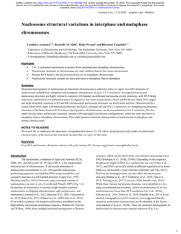 Nucleosome Structural Variations in Interphase and Metaphase Chromosomes