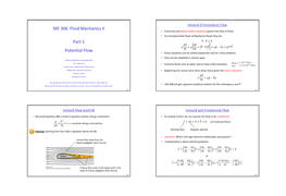 ME 306 Fluid Mechanics II Part 1 Potential Flow