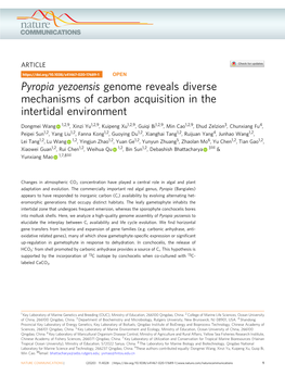 Pyropia Yezoensis Genome Reveals Diverse Mechanisms of Carbon Acquisition in the Intertidal Environment