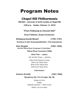 Program Notes