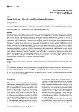 Space, Religious Diversity, and Negotiation Processes