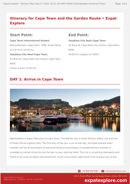 Itinerary for Cape Town and the Garden Route • Expat Explore