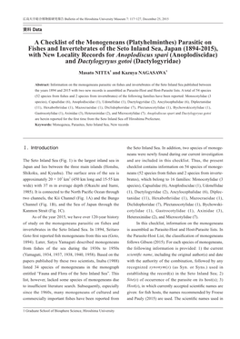 A Checklist of the Monogeneans (Platyhelminthes