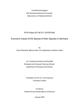 Economic Impact of the Spread of Alien Species in Germany