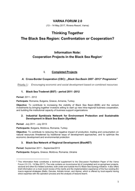 Thinking Together the Black Sea Region: Confrontation Or Cooperation?