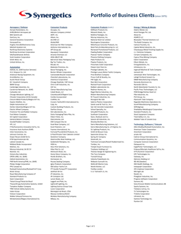 Portfolio of Business Clients(Since 1975)