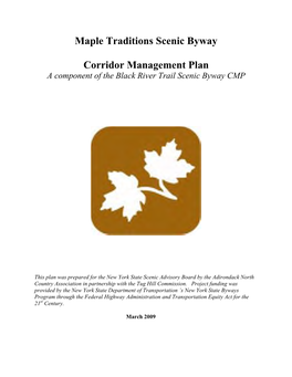 Maple Traditions Scenic Byway Corridor Management Plan