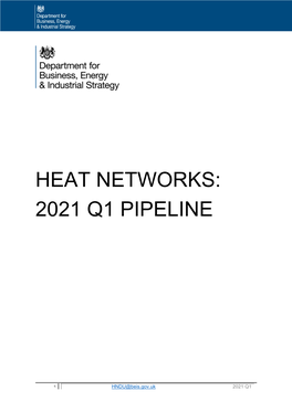 Heat Networks Project Pipeline January to March 2021