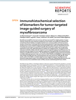 Immunohistochemical Selection of Biomarkers for Tumor-Targeted Image-Guided Surgery of Myxofbrosarcoma Jan Marie De Gooyer1,2*, Yvonne M