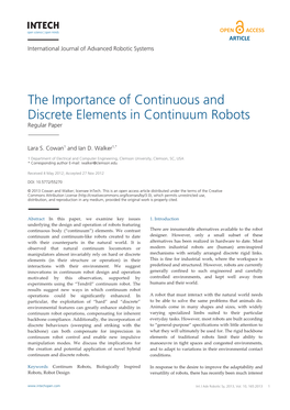The Importance of Continuous and Discrete Elements in Continuum Robots 3