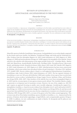 Alexander Krings Herbarium, Department of Plant Biology North Carolina State University Raleigh, North Carolina, U.S.A