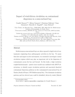 Impact of Wind-Driven Circulation on Contaminant Dispersion in a Semi