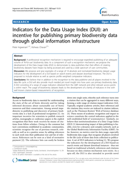 Indicators for the Data Usage Index (DUI): An