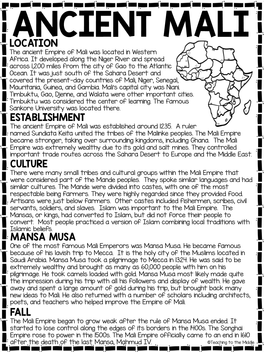 ANCIENT MALI LOCATION the Ancient Empire of Mali Was Located in Western Africa