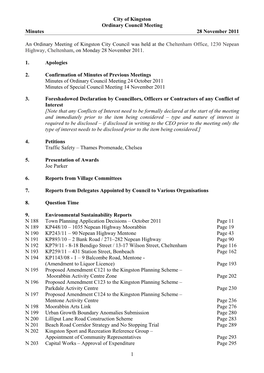 City of Kingston Ordinary Council Meeting Minutes 28 November 2011