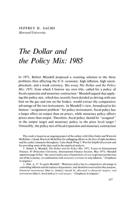 The Dollar and the Policy Mix: 1985