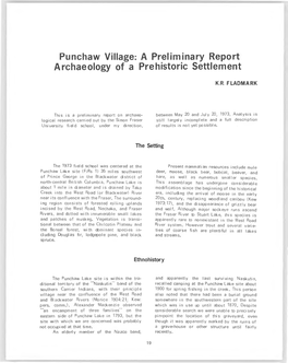 Punchaw Village: a Preliminary Report Archaeology of a Prehistoric Settlement