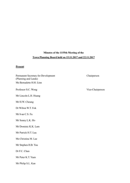 Minutes of the 1155Th Meeting of the Town Planning Board Held on 15.11.2017 and 22.11.2017