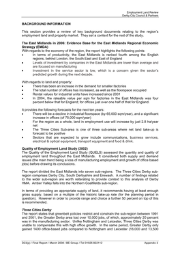 Employment Land Review Derby City Council & Partners BACKGROUND